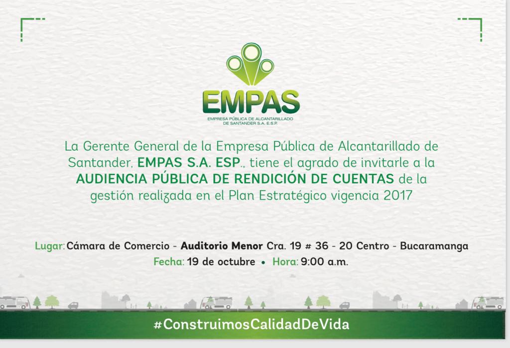 Invitación Audiencia Rendición de Cuentas